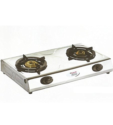 Butterfly Rhino Stainless Steel 2 Burner LPG Gas Stove (Silver)