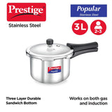 Prestige Popular Stainless Steel Pressure Cooker 3 Ltrs