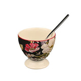Devnow Gisela Black Ceramic Ice Cream Bowl with Spoon (Set of 6)