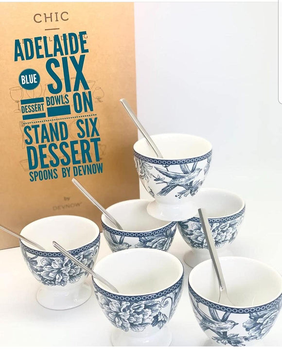 Devnow Adelaide Blue 6 pc Icecream Bowl with Spoon