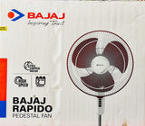 Bajaj Rapido 400 mm Pedestal Fan, Wine Red, With Full Copper Motor and High Speed Operation, Regular