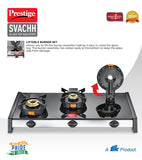 Prestige Svachh GTSV-03 Glass top LP Gas Table, 3 Burner, With Liftable Burner Set