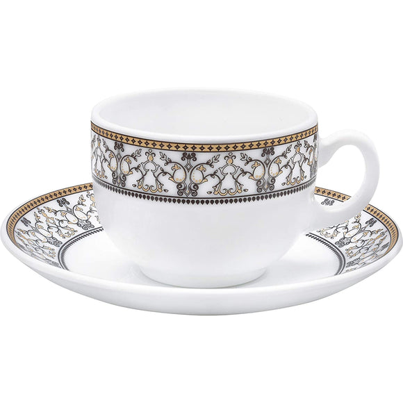 LaOpala Glass Cup Saucer Set of 12 Pcs Moroccan Gold