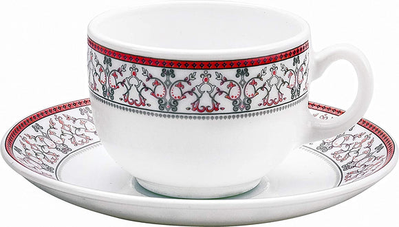 LaOpala Glass Cup Saucer Set of 12 Pcs Moroccan Pink