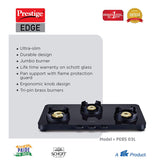 Prestige Edge 3 Burner Glasstop Gas Stove PEBS, Black