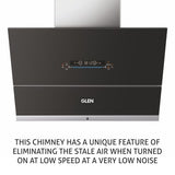 Glen 6074 MS Vertical Glass Filter Less Auto Clean Chimney with Motion Sensor 90 cm 1400 m3h (BLDC Motor)