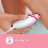 Philips BRE235/00 Corded Compact Epilator (White and Pink) for gentle hair removal at home