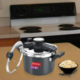 Prestige Clip On Aluminium Pressure Cooker with Glass Lid (5 Litres, 2-Pieces, Charcoal Black)