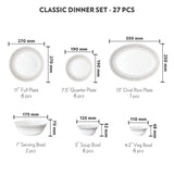 Larah By Borosil Classic Opalware Dinner Set, 33-Pieces, White , New Design