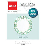 Cello Ariana Green Swirl Opal Ware/ White Dinnerware Set /Break and Crack Resistant /BPA Free/Light Weight Dinner Set- 29Pcs