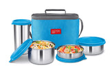 Milton Delicious Combo Steel Insulated Tiffin, Set of 4, Blue