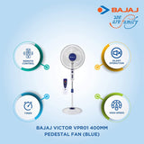 Bajaj Victor VPR01 400mm Pedestal Fan (Blue)