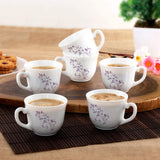 Cello Imperial Opalware Bella Cup Set, 160ml, Set of 6, White/Purple Hues