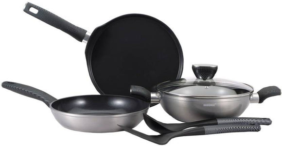 Bergner Carbon TT Forged Alluminium Non Stick 6pc Cookware Set, Induction Base, Silver