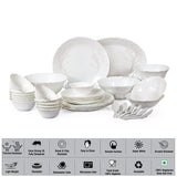 Cello Imperial Winter Frost Opalware Dinner Set, 36 Pieces, White