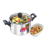 Prestige Clip On Stainless Steel Pressure Cookware, 5 Litres, Stainless Steel with Glass Lid