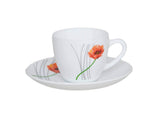LaOpala Lily Soul Passion Tea & Coffee Cup & Saucers 160 ML Set of 6. (White)