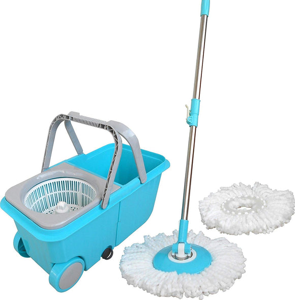 Polyset Cleaning Experts Plastic Magic Spin Mop Set Of 4 Pieces (Blue)