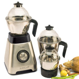 Cello Grind-N-Mix Alpha 1000w Steel Mixer Grinder with 3 jars, Black and Silver