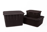 IncredibleThings Laundry Basket with lid and 3 Pc Storage Baskets with Lid Combo, Dark Brown