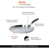 Meyer Trivantage Stainless Steel Flat Tawa, 28cm