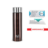 Cello H2O Stainless Steel Water Bottle, 1 Litre, Brown
