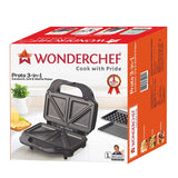 Wonderchef Prato 63152644 830-Watt 3 in 1 Sandwich Maker (Black)