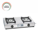 Glen 2 Burner Stainless Steel LPG Gas Stove 1020 SS with MS Pan support