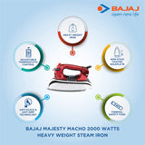 Bajaj Majesty Macho 2000 Watts Heavy Weight Steam Iron
