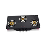 Butterfly Spectra Glass 3 Burner Gas Stove, Black/Pink