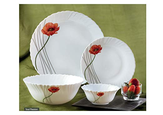 Diva By LaOpala 19-Pieces Opalware Dinner Set, Soul Passion