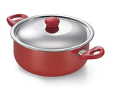 Prestige Omega Gold Induction Base Non-Stick Aluminum Sauce Pan with Lid, 240mm/4.5 Litres, Metallic Red