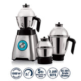 Cello Grind-N-Mix Alpha 1000w Steel Mixer Grinder with 3 jars, Black and Silver