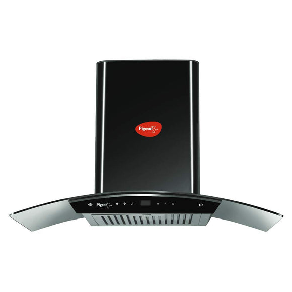 Pigeon by stovektraft Black Pearl Advanced 90 cm with Airflow 1500 m3h Baffle Filter Auto Clean Chimney (Feather Touch Controls, Black), Large (Model: 14122)