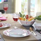 Cello Imperial Red Rose Fantasy Opalware Dinner Set, 36 Pieces, White