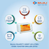 Bajaj Majesty 2200 T 22-Litre 1200-Watts Oven Toaster Grill (White)