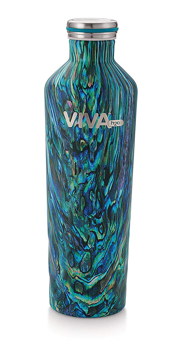 Viva H2O Double Wall Vacuum Insulated Travel SS Water Bottle (Cyan), 750 ML