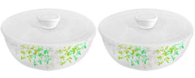 Cello Opalware Mixing Bowls Set with Lids (2 Pcs Set, Green Orchard)