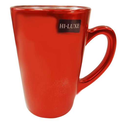 HI LUXE 6PC Red Glass Mug with metallic coating
