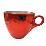 HI LUXE 6PC Red Glass small Mug with metallic coating