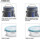 Treo All Fresh Borosilicate Glass Tiffin 3 Containers