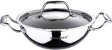 BERGNER Argent Triply Stainless Steel Kadhai with Stainless Steel Lid, 22 cm, 2 litres, Induction Base, Silver