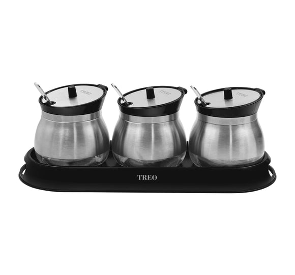 Treo Trinal Jar Set with Serving Spoon and Tray