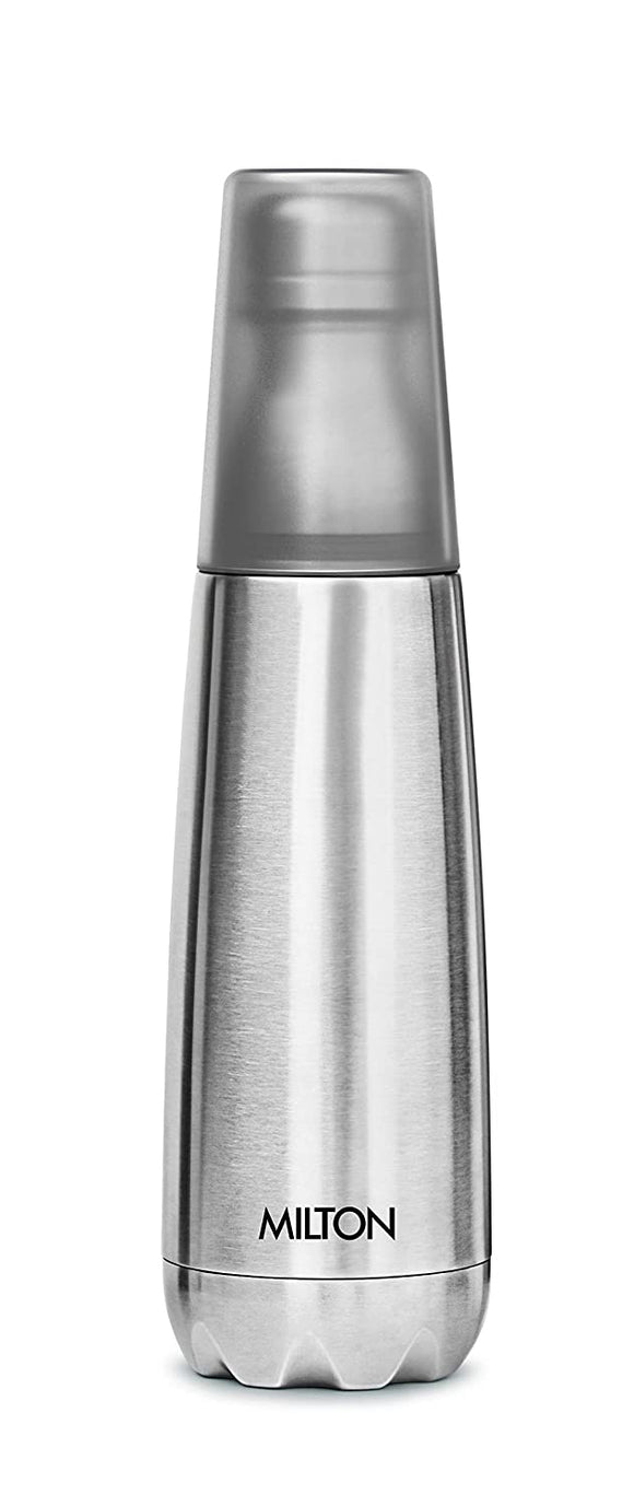 Milton Vertex -750 Thermosteel  Water Bottle with Unbreakable Tumbler, 750 ml, Silver